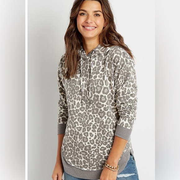 Maurices Tops - Maurice’s Gray Leopard Print Hoodie